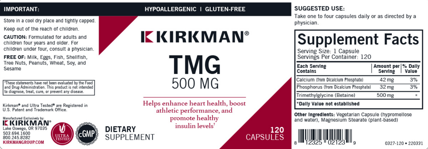 Kirkman TMG 500 MG Capsules 3