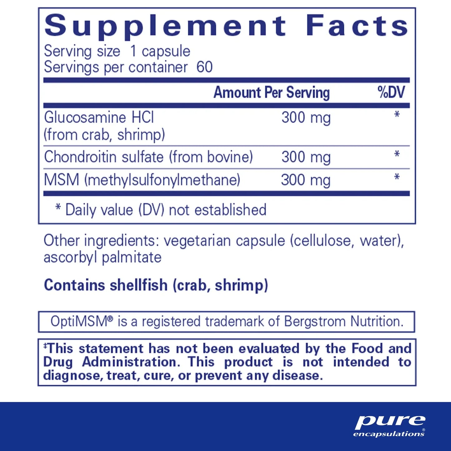 Pure Encapsulations Glucosamine Chondroitin with MSM Capsules