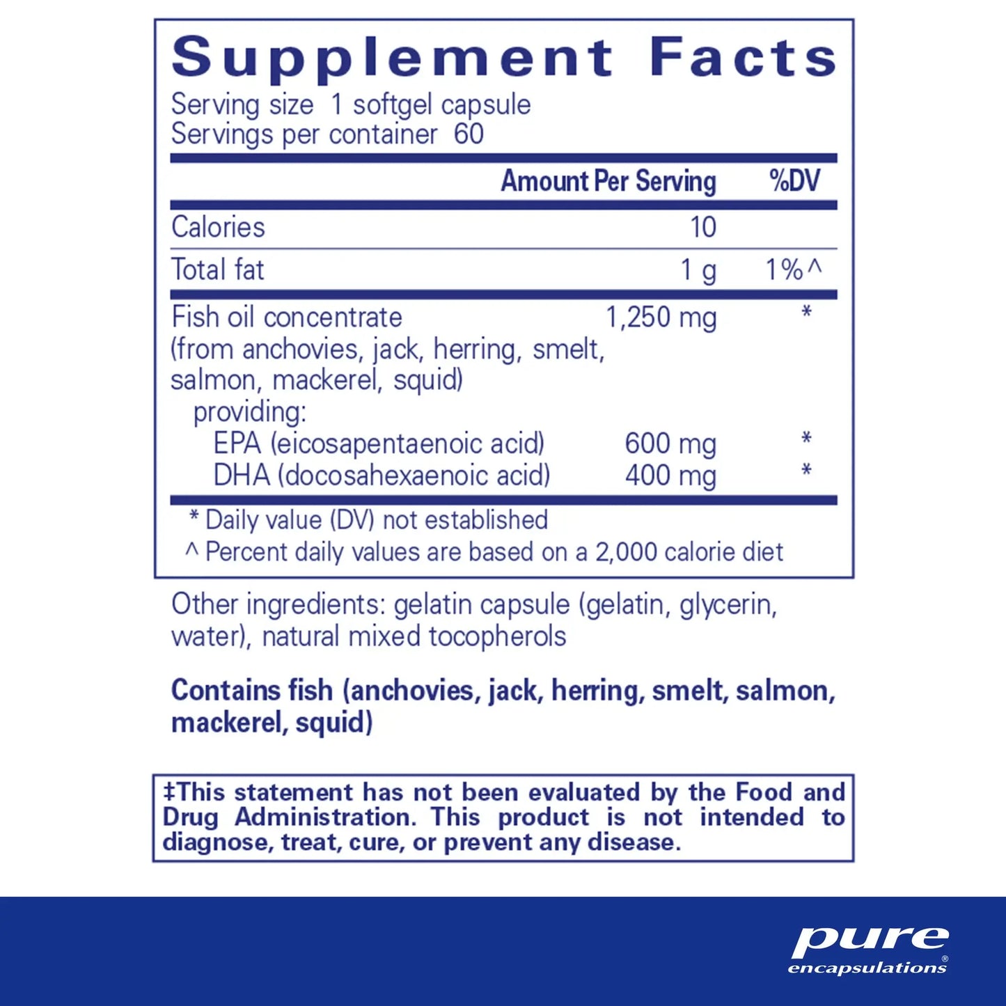 Pure Encapsulations ONE omega softgels