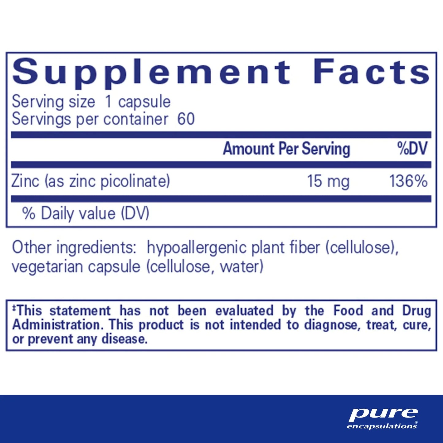 Pure Encapsulations Zinc 15 capsules