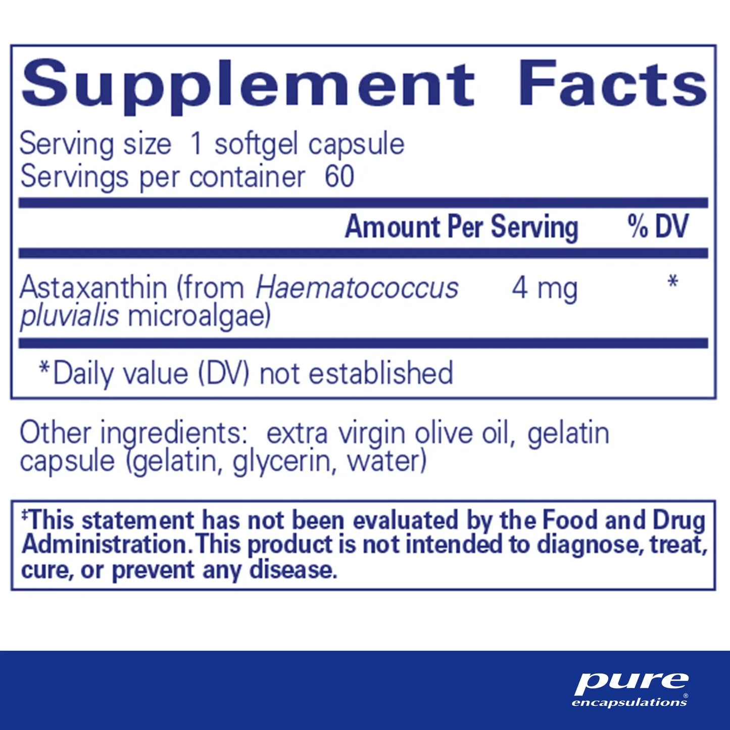Pure Encpsulations Astaxanthin Capsules