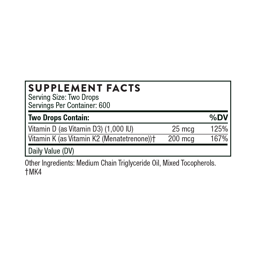 Thorne Vitamin D + K2 Liquid 3