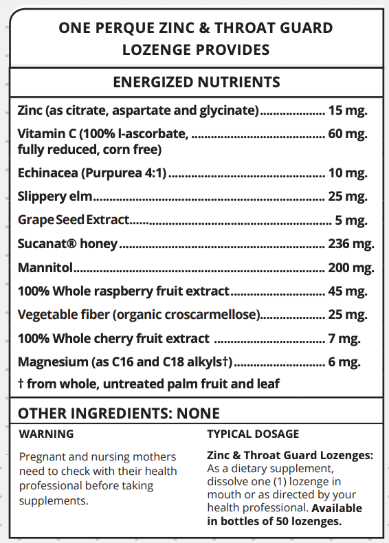 Perque Zinc & Throat Guard Lozenges 2