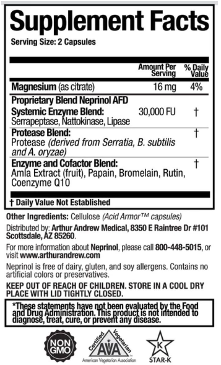 Arthur Andrew Medical Neprinol AFD - Advanced Fibrin Defense 90ct. 2