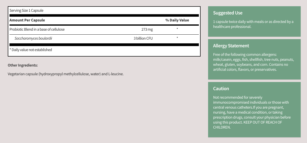 Klaire Labs SFI Health Saccharomyces boulardii Capsules 3