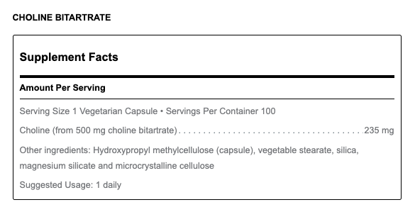 Douglas Labs Choline Bitartrate Capsules 2