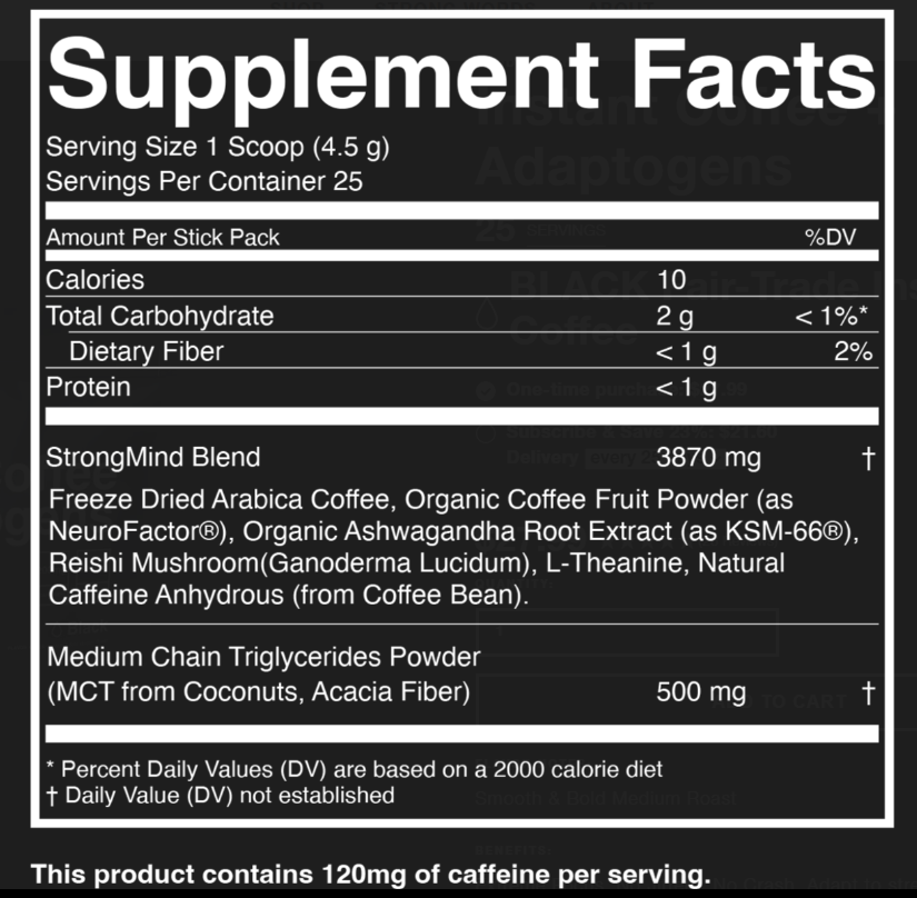 Strong Coffee Company Instant Coffee+ Adaptogens Powder 3