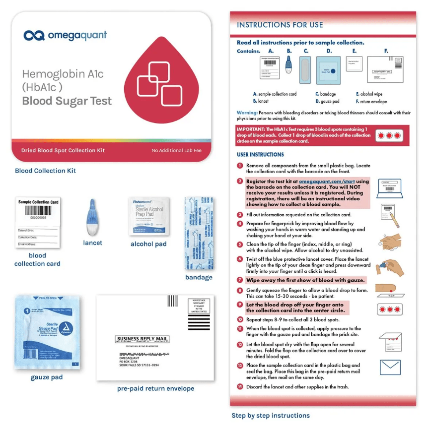 OmegaQuant Hemoglobin A1c (HbA1c) Test Kit 3