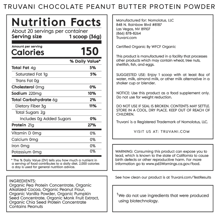 Truvani Plant Based Protein Powder - Chocolate Peanut Butter