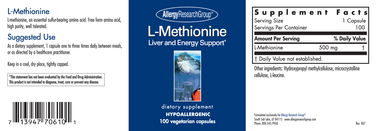 Allergy Research Group L-Methionine Capsules 3