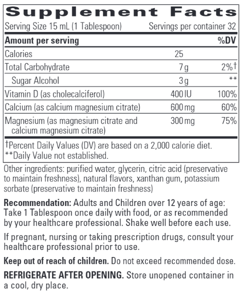 Integrative Therapeutics Liquid Calcium Magnesium Liquid 2:1 Ratio 3