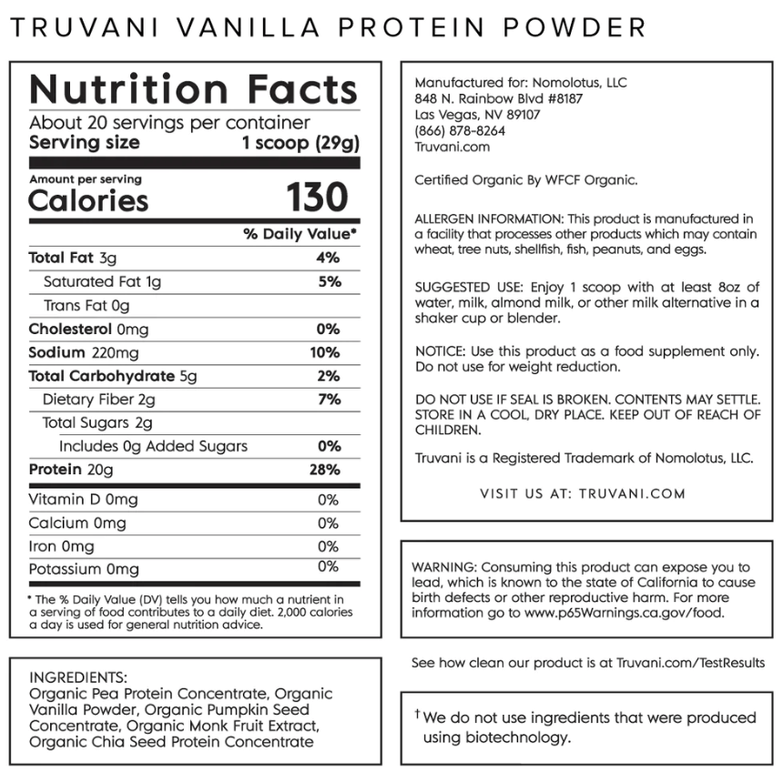 Truvani Plant Based Protein Powder - Vanilla Chai