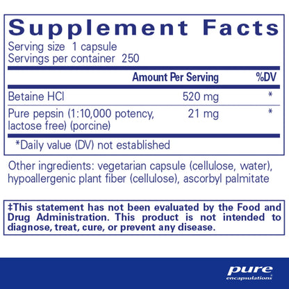 Pure Encpsulations Betaine HCL Pepsin Capsules