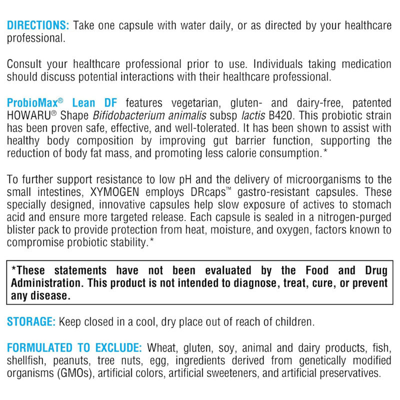 Xymogen Probiomax Lean DF Capsules