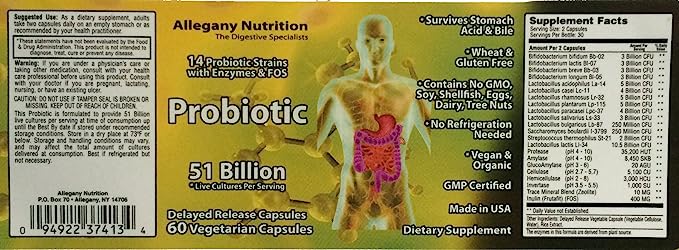 Allegany Nutrition Probiotic 51 billion Capsules
