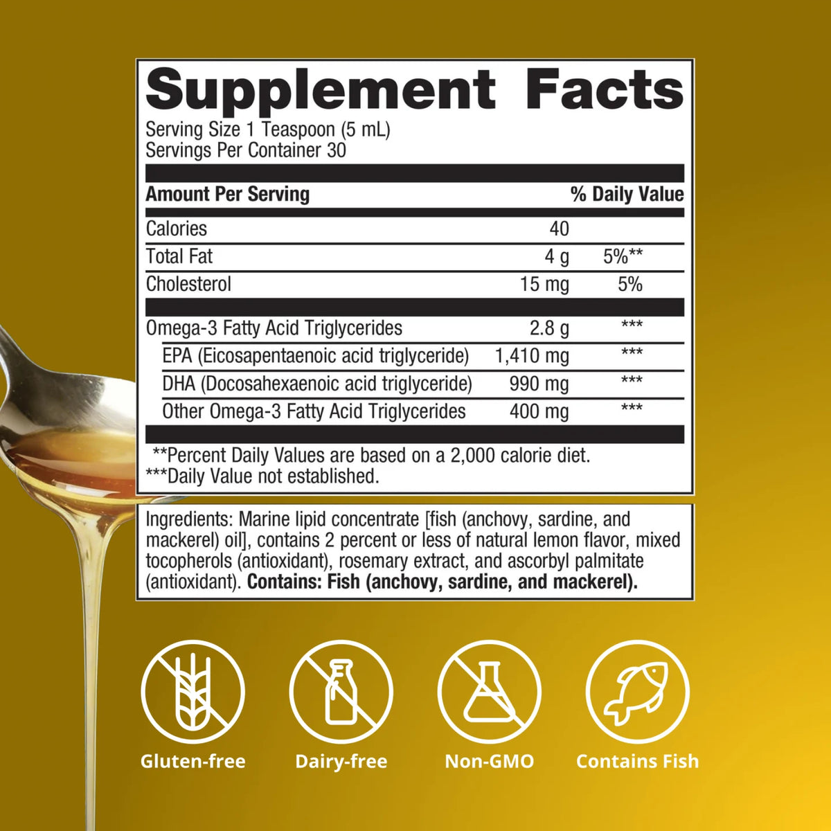 Metagenics OmegaGenics 5-in-1 Liquid Fish Oil 2400 mg EPA-DHA