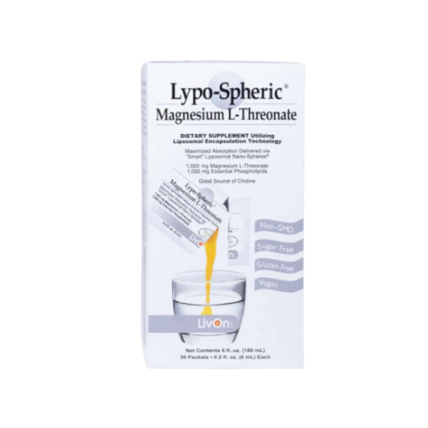 LivOn Lypo-Spheric Magnesium L-Threonate Liquid Packets