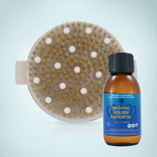 Image of lymphatic dry brush and organic castor oil
