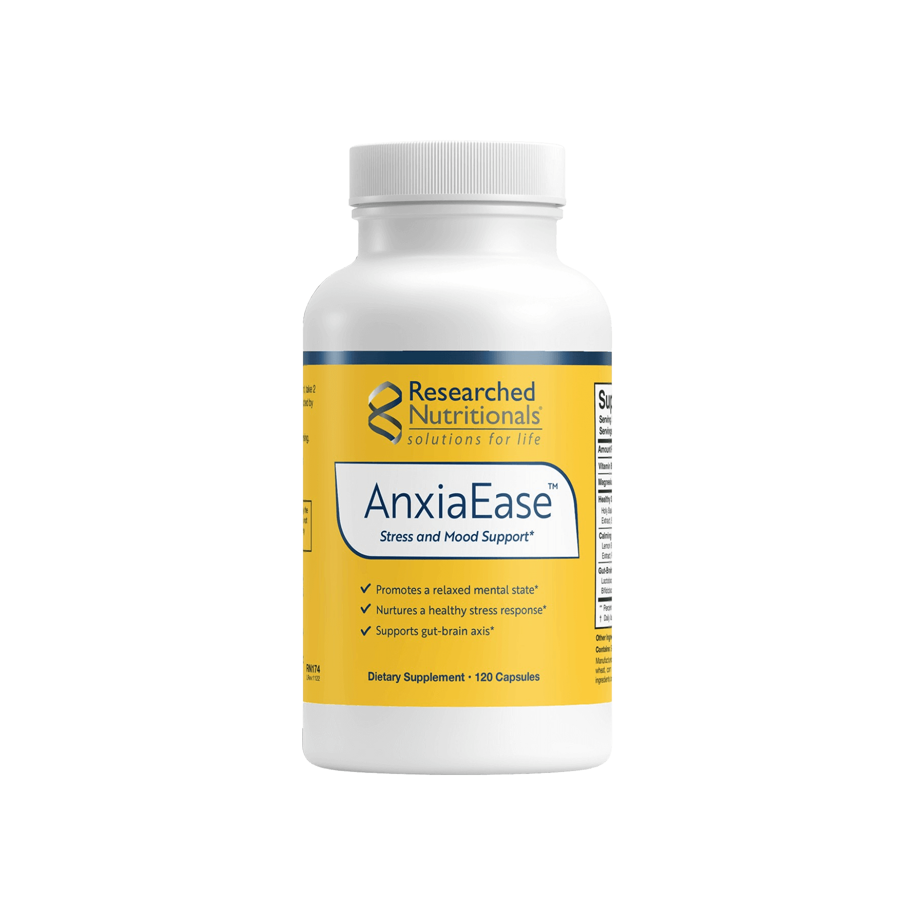 Researched Nutritionals Anxiaease Capsules in white bottle