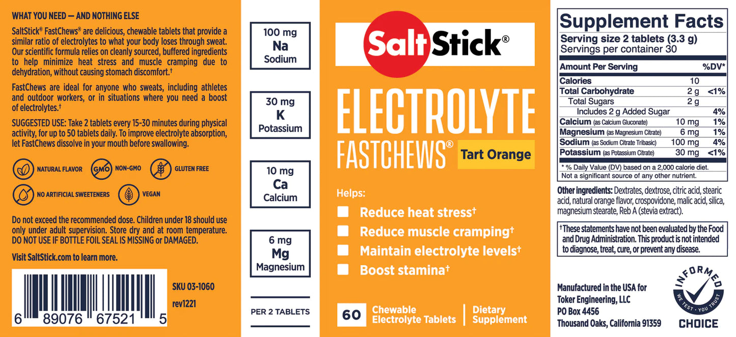 SaltStick Electrolyte FastChews Tart Orange