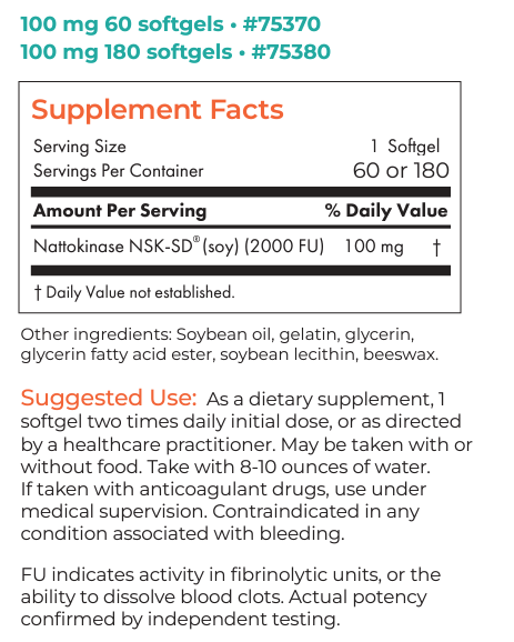 Allergy Research Group Nattokinase 100mg Softgels