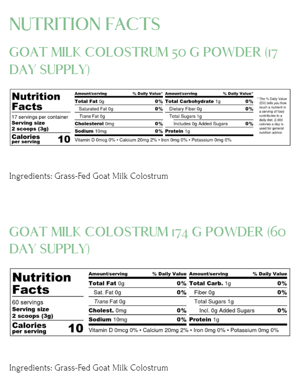 Mt. Capra Goat Milk Colostrum Powder