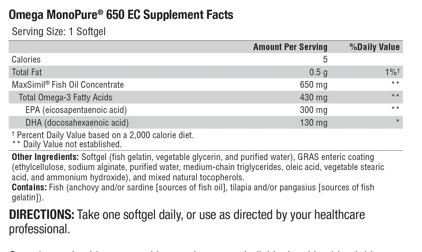 Xymogen Omega MonoPure® 650 EC Softgels