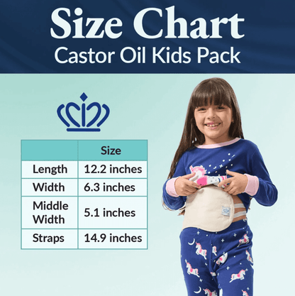 Image of kids castor oil pack size chart