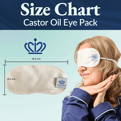 Image of the queen of the thrones castor oil eye pack size chart
