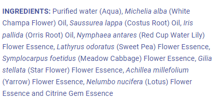 LotusWei Expansive Presence Aura Mist Ingredients