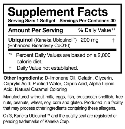 Researched Nutritionals Ubiquinol Super 200 Softgels