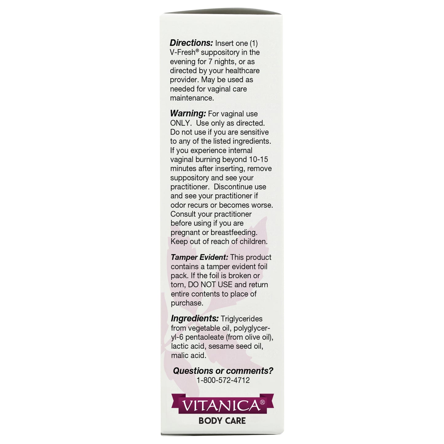 Vitanica V-Fresh Vaginal pH Suppositories