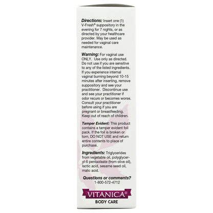 Vitanica V-Fresh Vaginal pH Suppositories