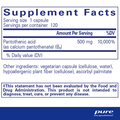 Pure Encapsulations Pantothenic Acid Capsules