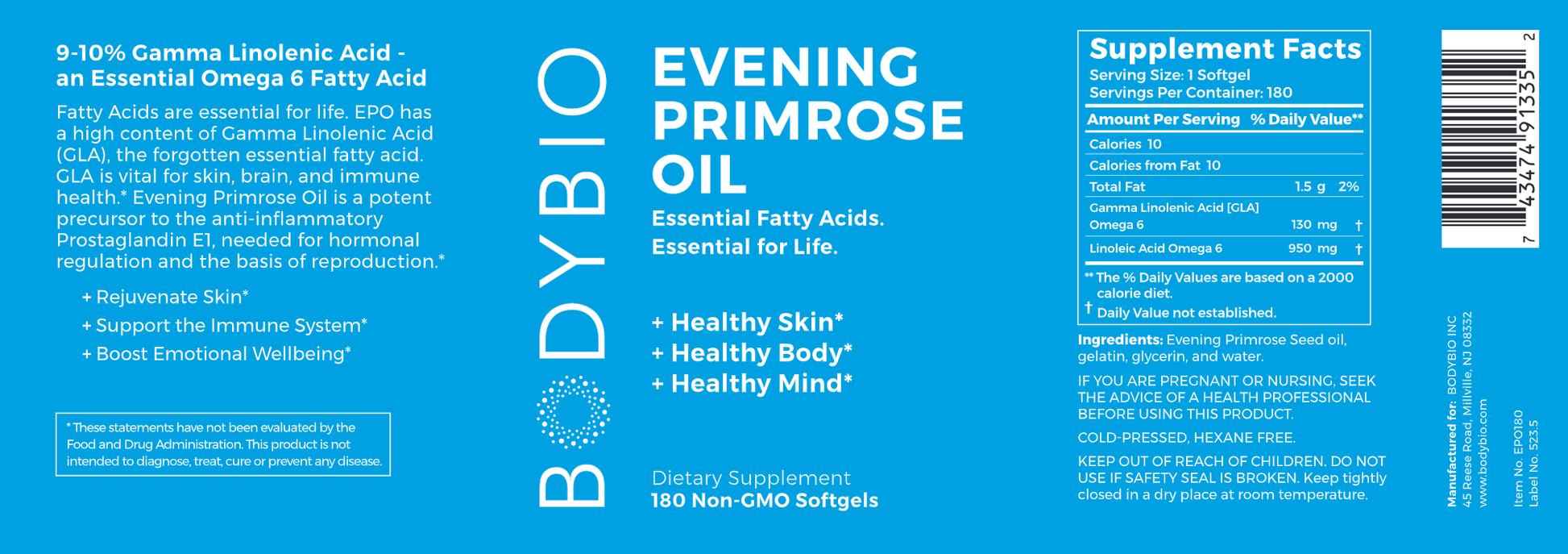 BodyBIo Evening Primrose Oil Softgels