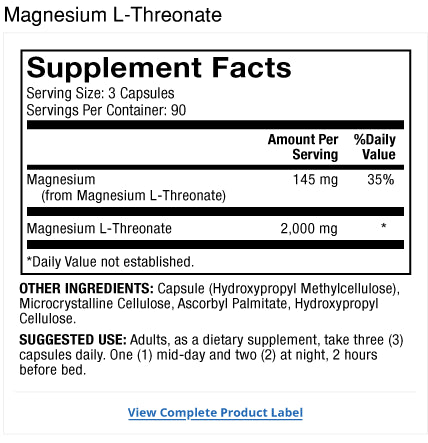 Dr. Mercola Magnesium L-Threonate Capsules