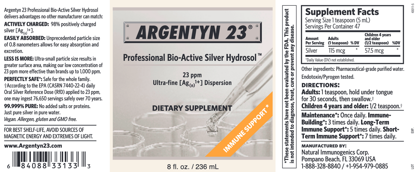 Argentyn 23 Colloidal Silver - Bio Active Silver Hydrosol 4oz