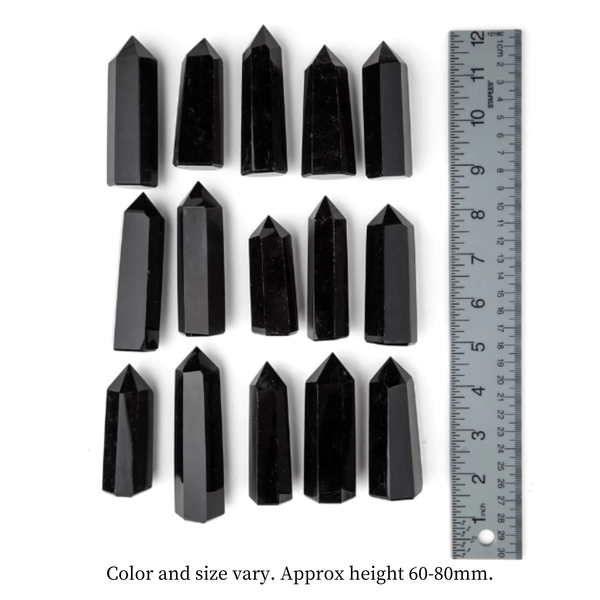 Crystal Tower - Black Obsidian Polished Tower