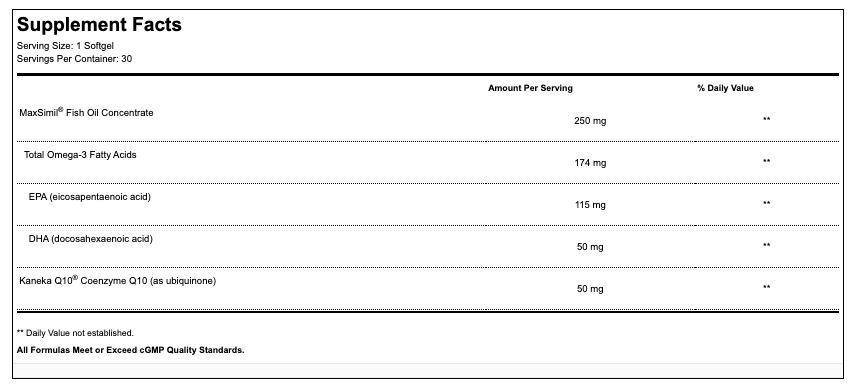 Xymogen Coqmax Omega 50 mg Capsules