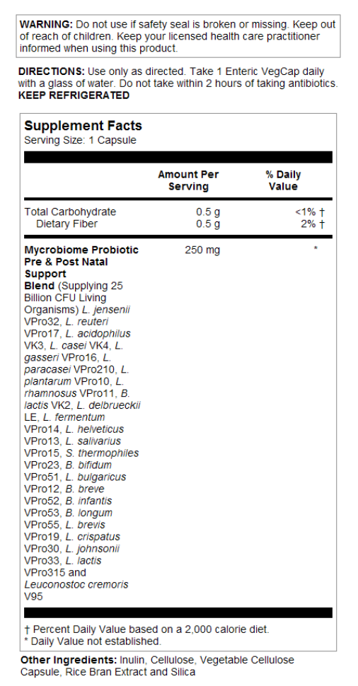 Solaray Mycrobiome Probiotic Pre/post Natal Capsules