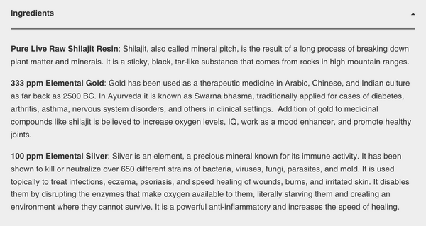 Cymbiotika Shilajit Black Gold - Mineral Resin